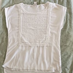 Chico's White Embroidered Blouse